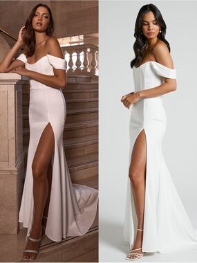 SHOWPO Ynes Off The Shoulder
Corset Split Gown In Ivory
